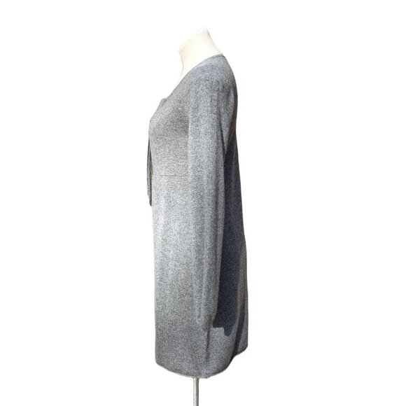 Velvet Cashmere Sweater Dress Long Sleeve Tie Neck Gray Medium - Picture 3 of 6